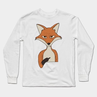 Grumpy Fox Holding Middle Finger Long Sleeve T-Shirt